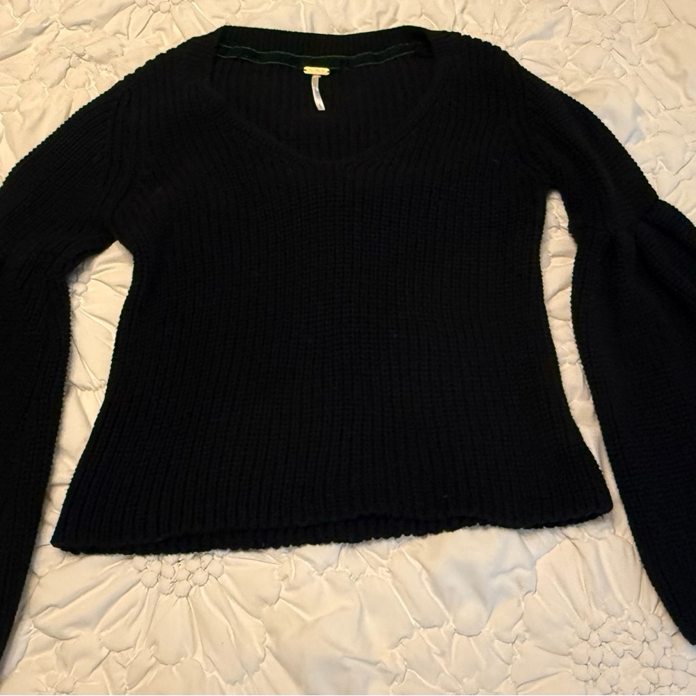 Free People Black V-Neck Sweater